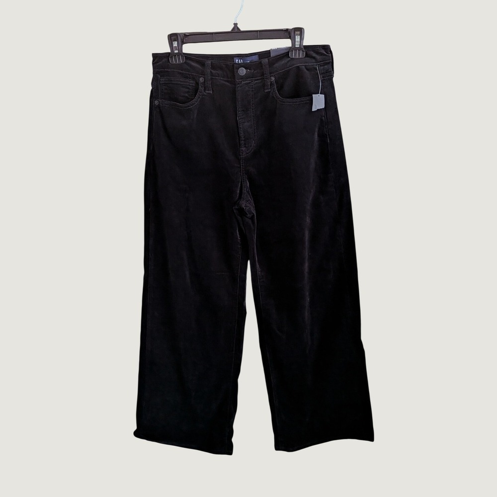 NWT Gap Womens Black Corduroy High Rise Wide Leg Pants 8/29R